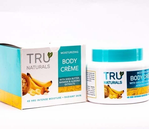Tru-Naturals-Shea-Butter-Almond-Moisturizing-Body-Creme-250G.jpg Crème corporelle hydratante au beurre de karité et aux amandes Tru Naturals 250 g