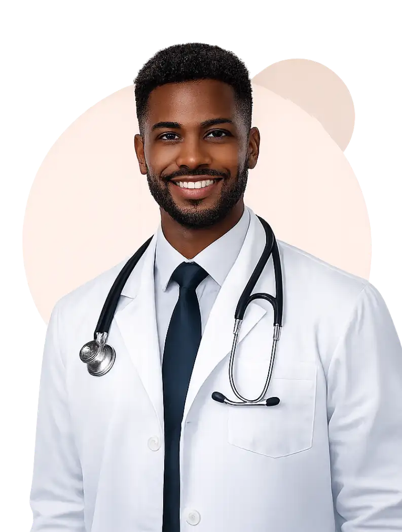 Doctor in WHite coat with stethoscope